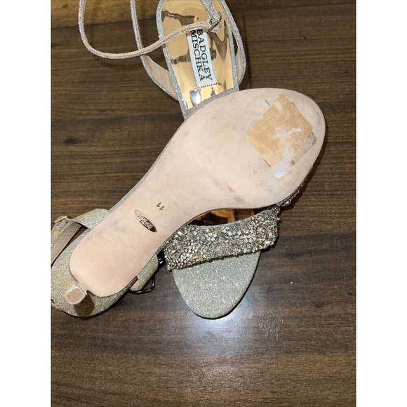 Badgley Mischka Rider Heels Size 11 Crystal Embellished Metallic - Picture 4 of 6